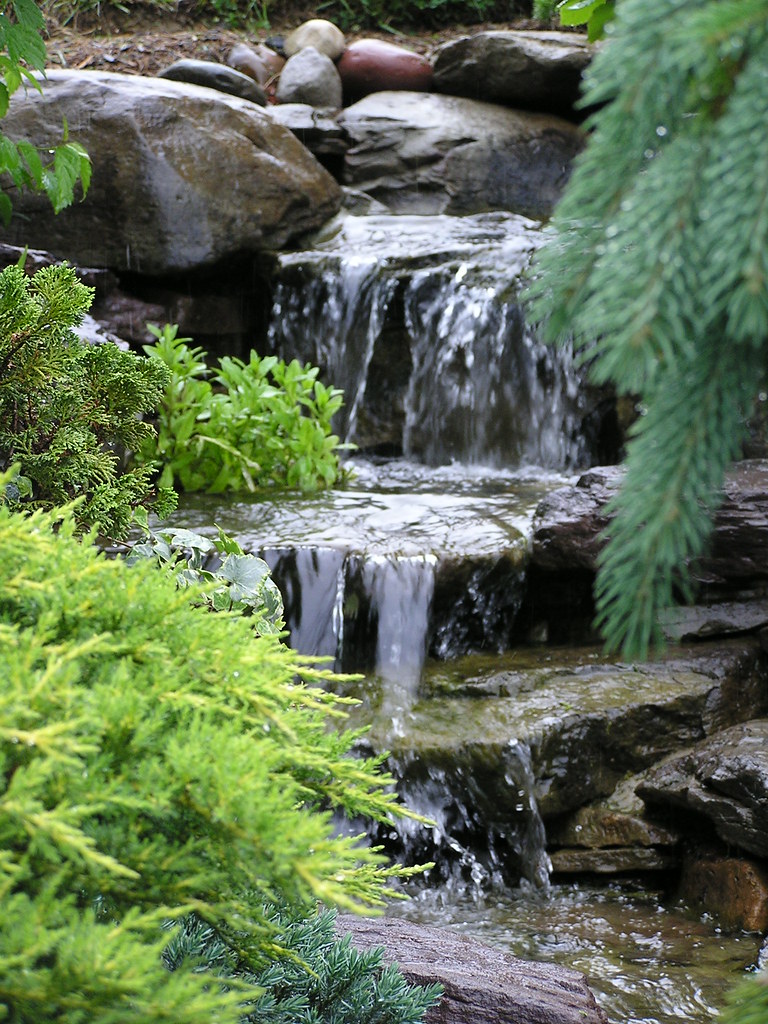 waterfall in a backyard pond Pondscaped Maryland