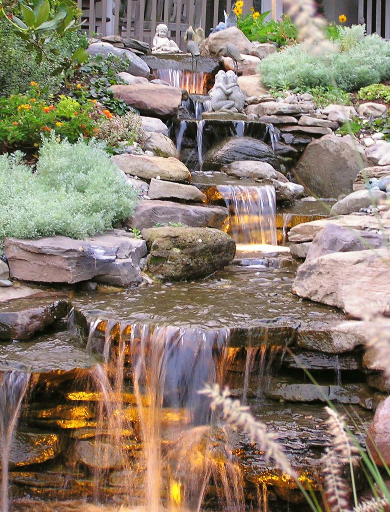 Waterfall with lights Pondscapes Maryland