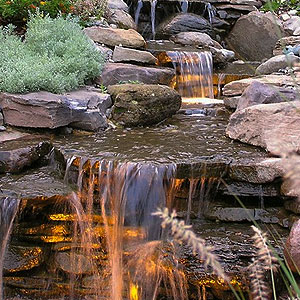 Waterfall with lights Pondscapes Maryland