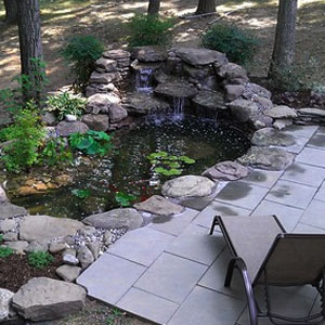 Patio with pond - Pondscapes Maryland