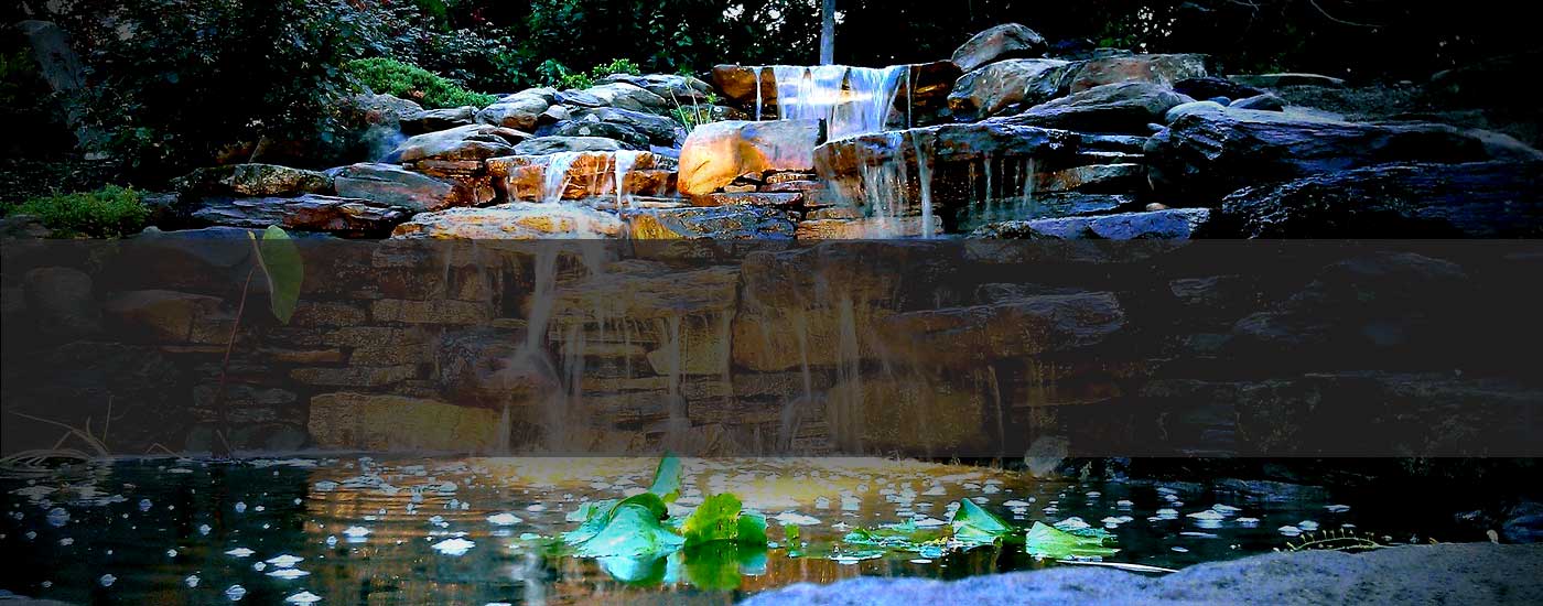 Waterfall with lights